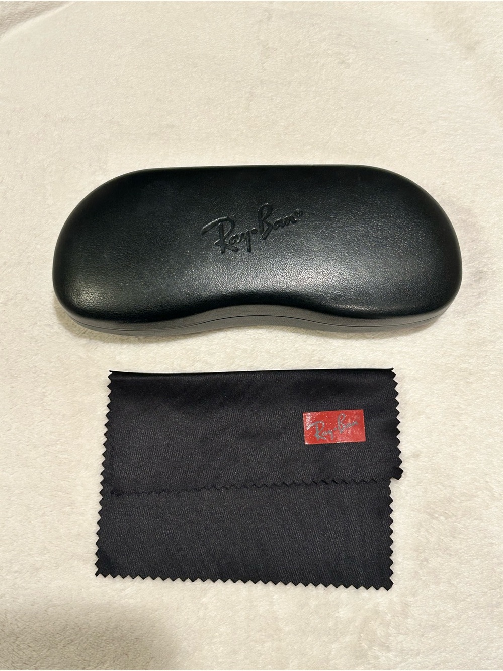 Ray-Ban Black Sunglasses Case with Black Cleaning Cloth
